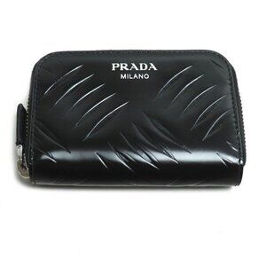 Prada Round Zipper Coin Case Black 2 mm 003 IC